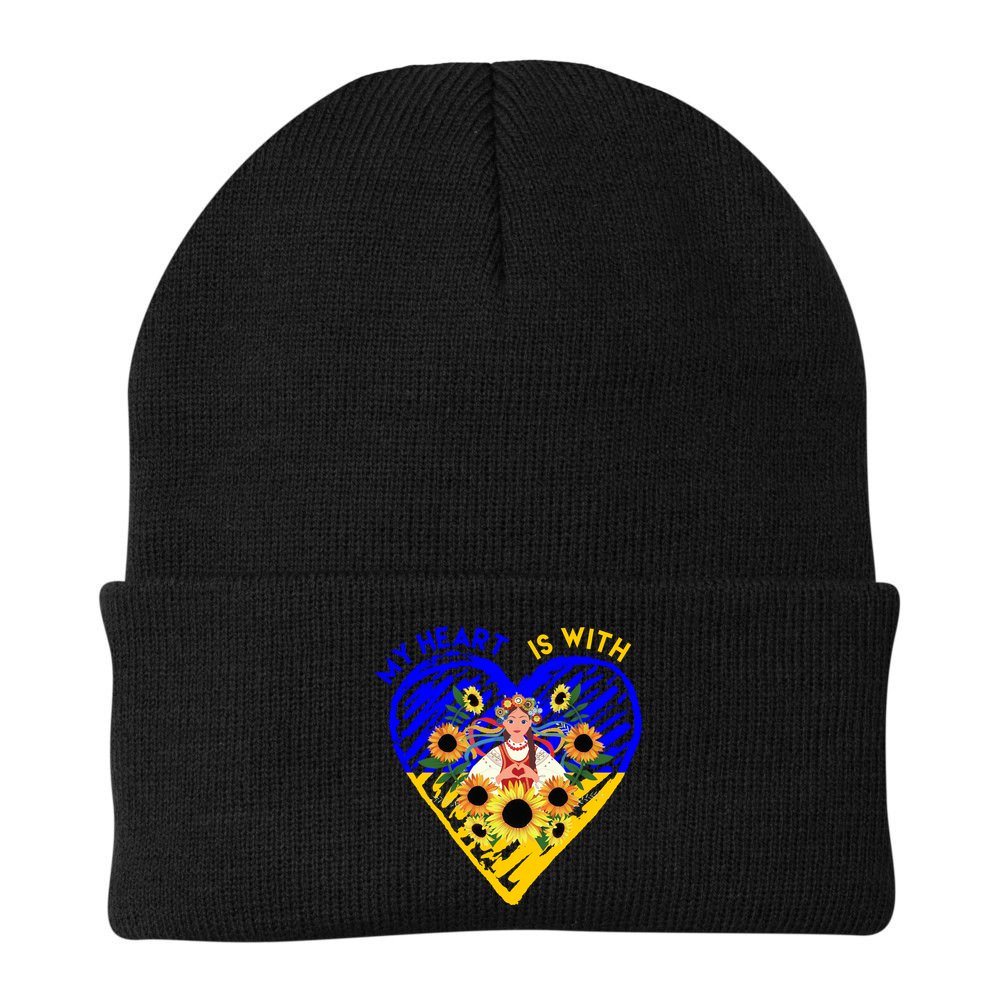 My Heart Is With Ukraine Sunflower Beanie