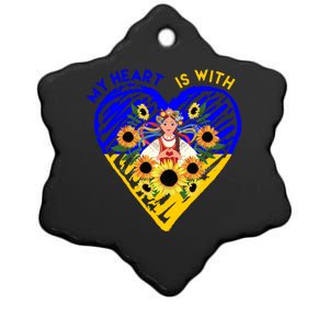 My Heart Is With Ukraine Sunflower Ceramic Star Ornament