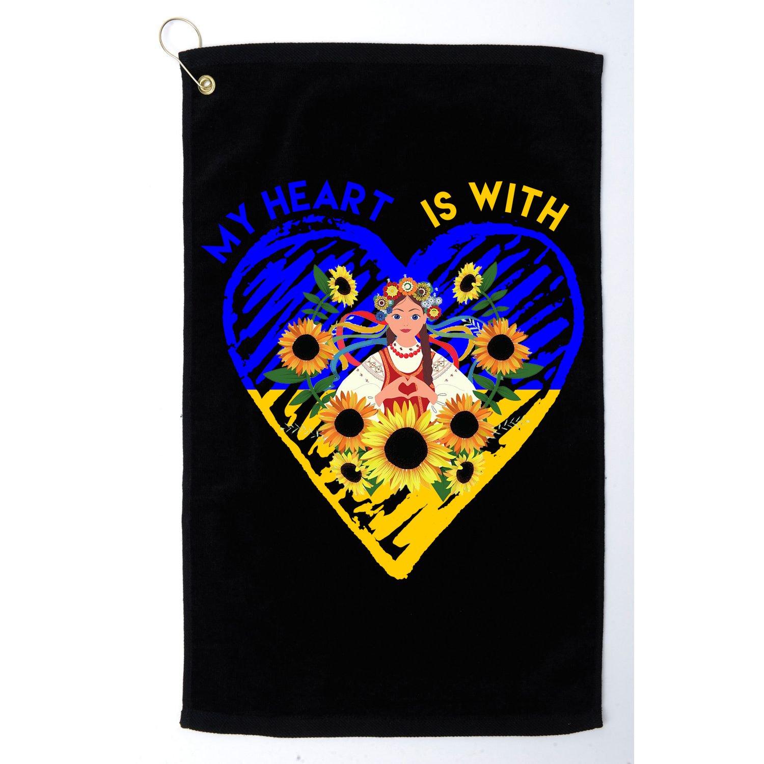 My Heart Is With Ukraine Sunflower Golf Towel