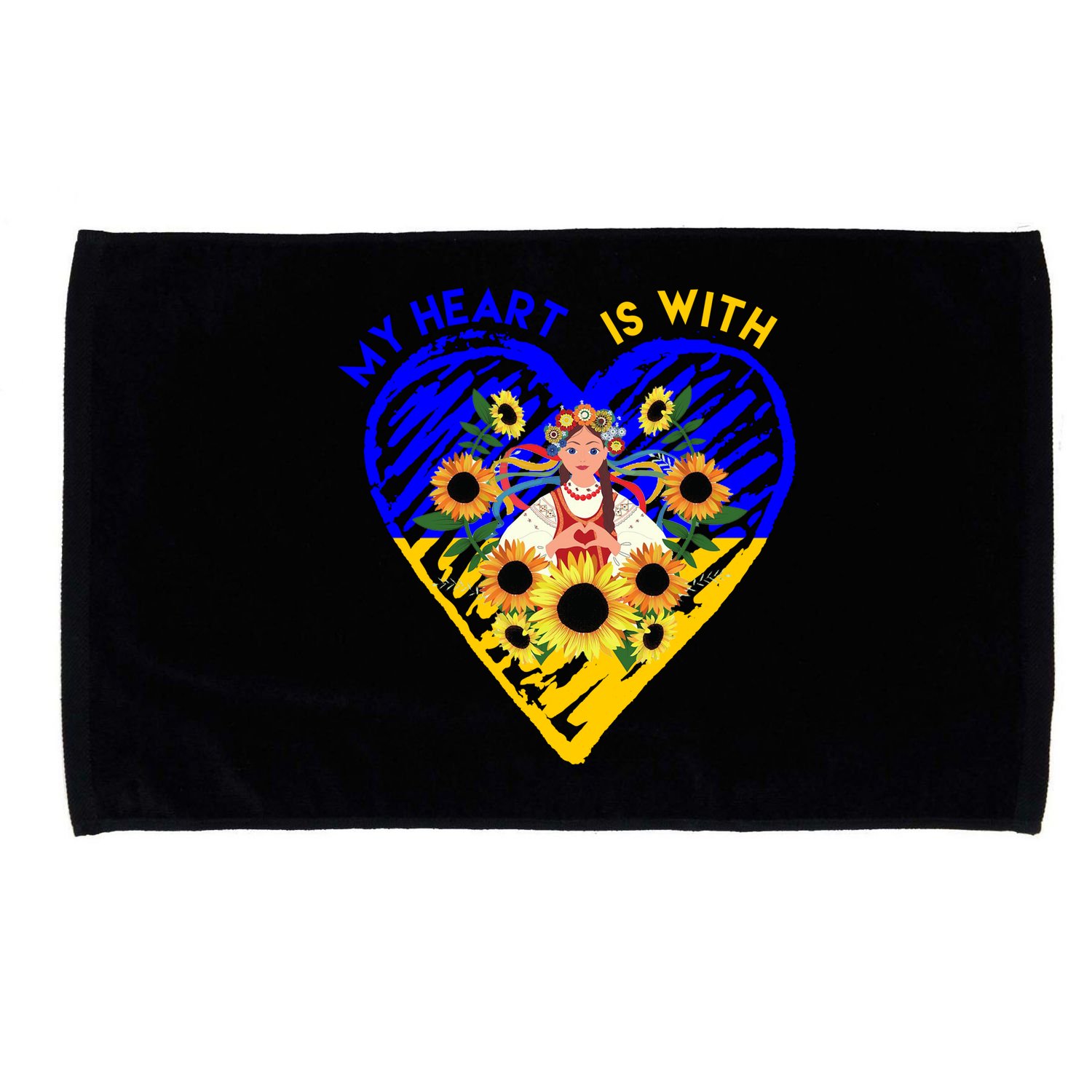 My Heart Is With Ukraine Sunflower Microfiber Hand Towel