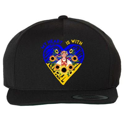 My Heart Is With Ukraine Sunflower Wool Snapback Cap