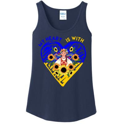 My Heart Is With Ukraine Sunflower Ladies Essential Tank