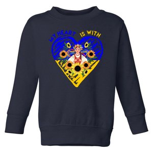 My Heart Is With Ukraine Sunflower Toddler Sweatshirt