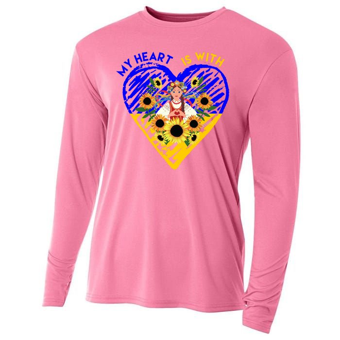 My Heart Is With Ukraine Sunflower Cooling Performance Long Sleeve Crew