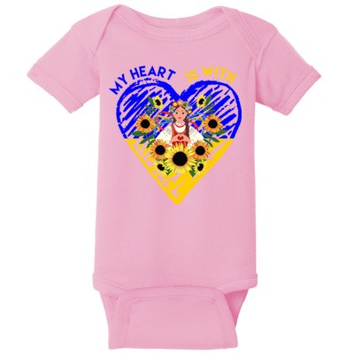 My Heart Is With Ukraine Sunflower Baby Bodysuit
