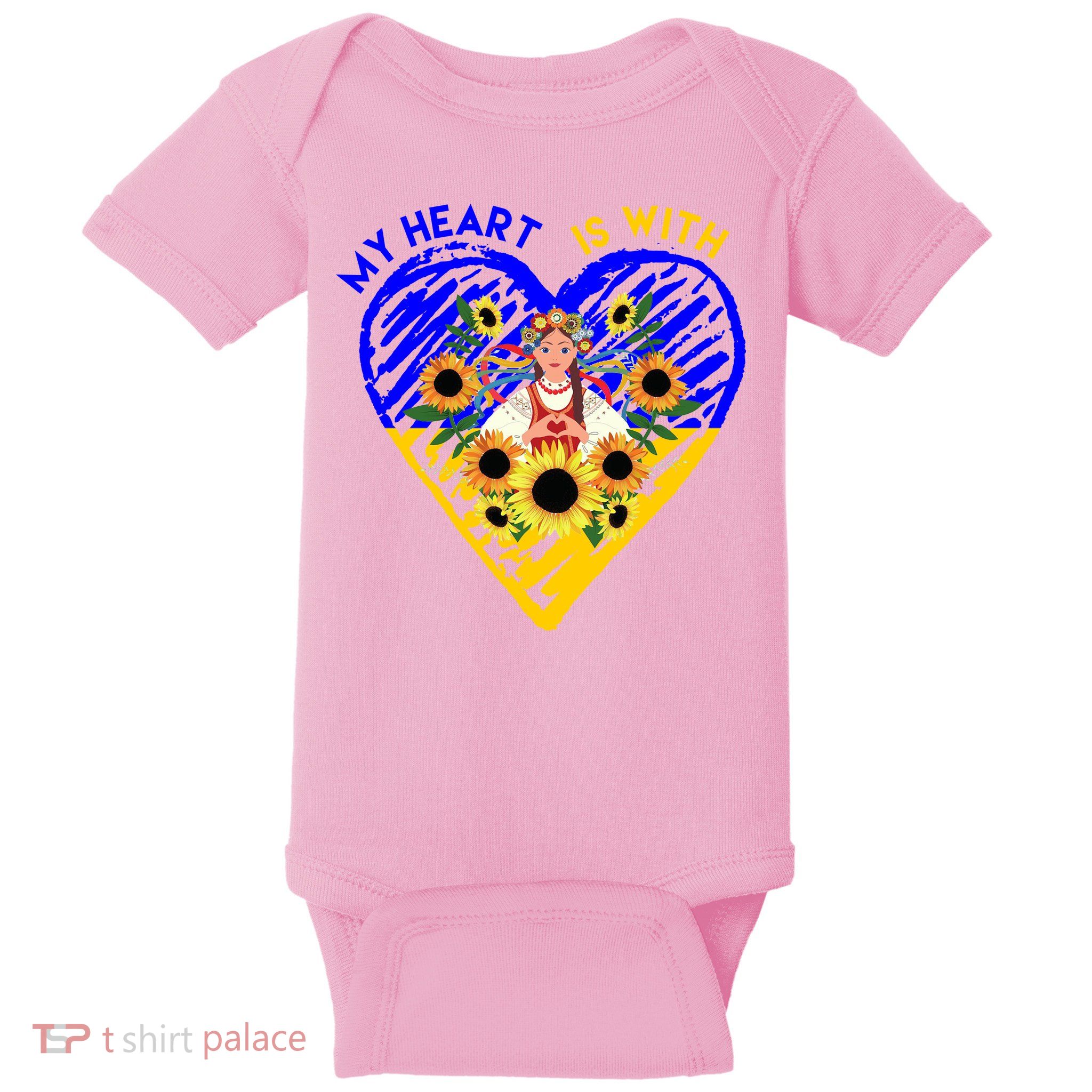 My Heart Is With Ukraine Sunflower Baby Bodysuit
