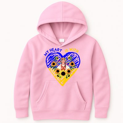 My Heart Is With Ukraine Sunflower Kids Hoodie