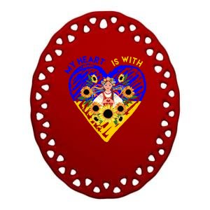 My Heart Is With Ukraine Sunflower Ceramic Oval Ornament