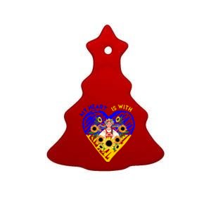 My Heart Is With Ukraine Sunflower Ceramic Tree Ornament