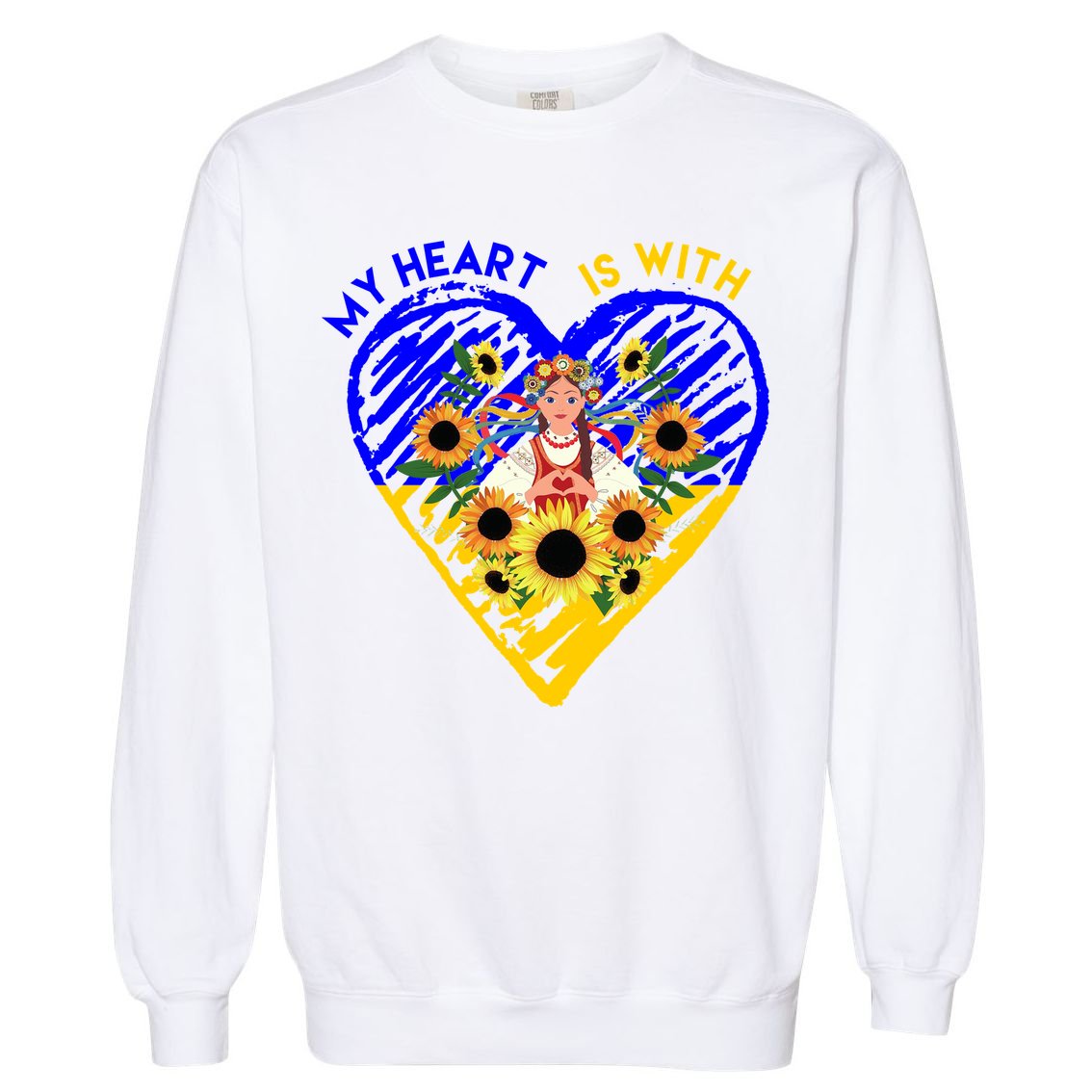 My Heart Is With Ukraine Sunflower Garment-Dyed Sweatshirt