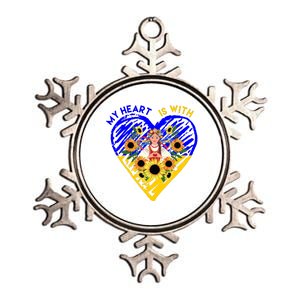 My Heart Is With Ukraine Sunflower Metallic Star Ornament