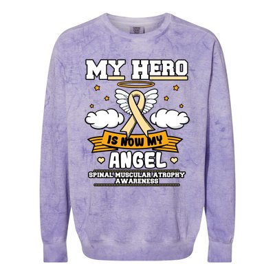 My Hero Is Now My Angel Spinal Muscular Atrophy Awareness Cool Gift Colorblast Crewneck Sweatshirt