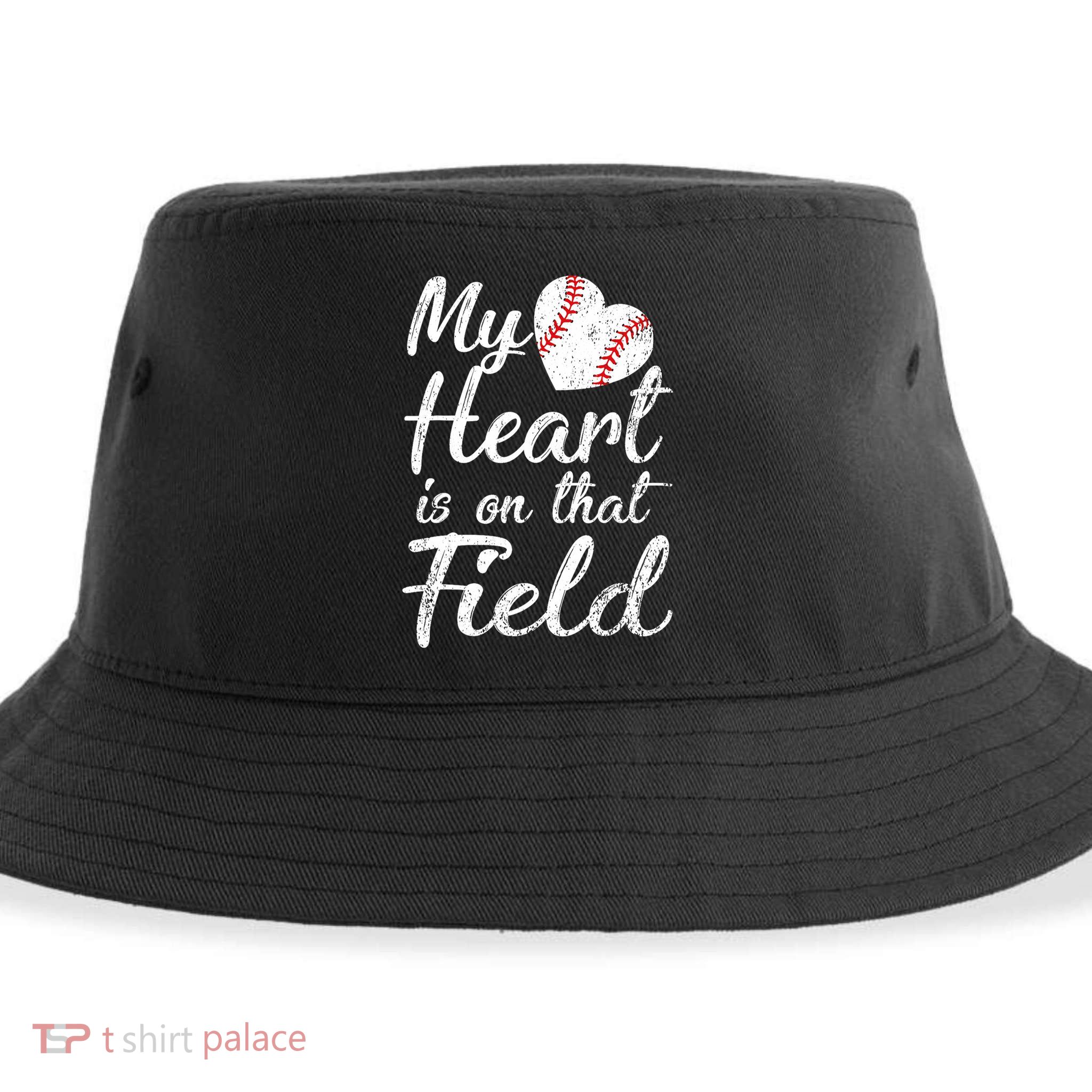 My Heart Is On That Field Baseball Softball Mom Gifts Sustainable Bucket Hat