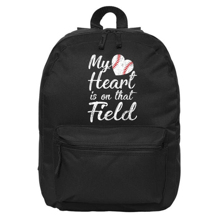 My Heart Is On That Field Baseball Softball Mom Gifts 16 in Basic Backpack
