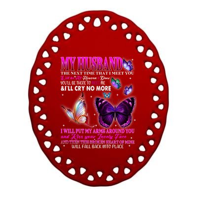 My Husband Is My Guardian Angel Wives Love And Miss Husband Gift Ceramic Oval Ornament