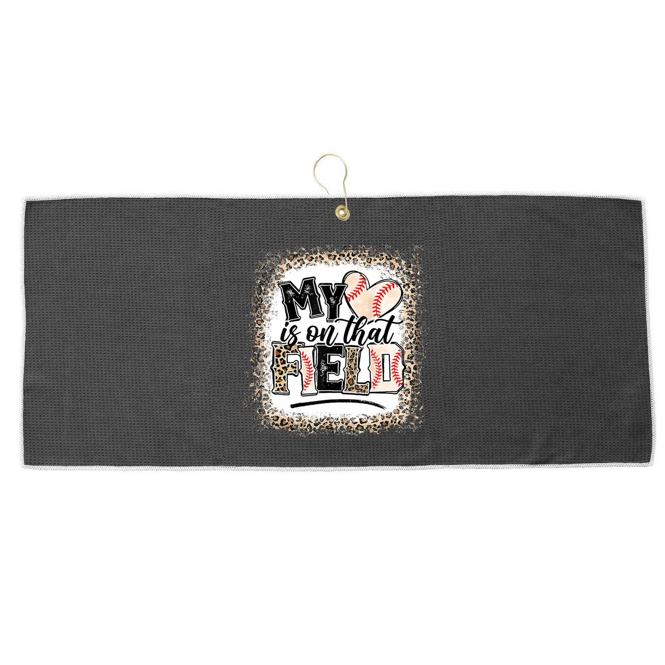My Heart Is On That Field Baseball Large Microfiber Waffle Golf Towel