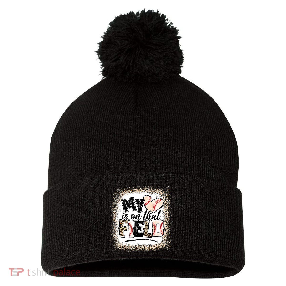 My Heart Is On That Field Baseball Pom Pom 12in Knit Beanie