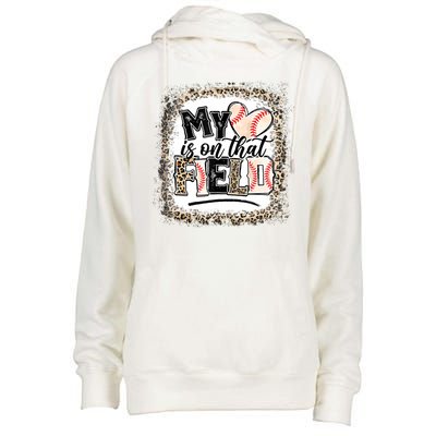 My Heart Is On That Field Baseball Womens Funnel Neck Pullover Hood