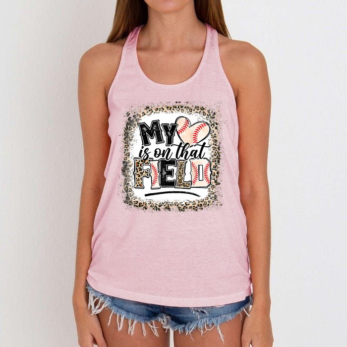 My Heart Is On That Field Baseball Women's Knotted Racerback Tank