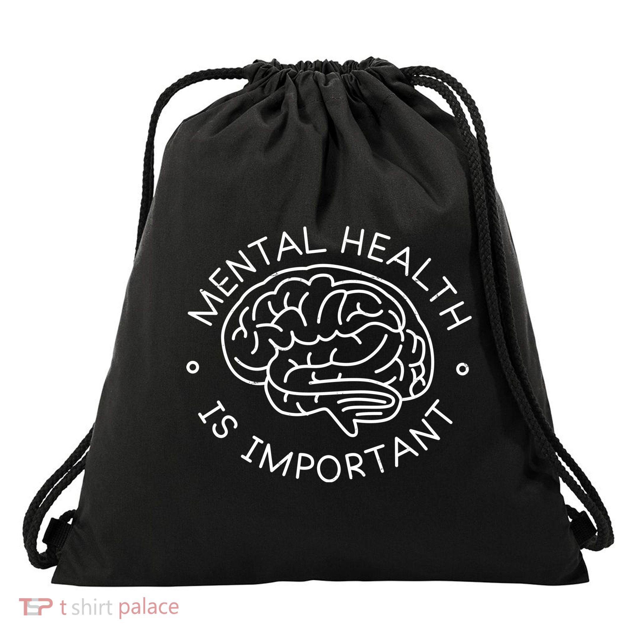 Mental Health Is Important Brain Drawstring Bag