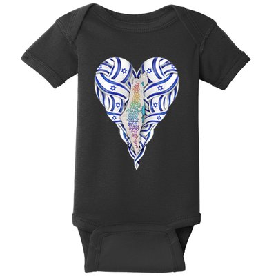 My Heart Is In Israel Jewish Israeli Flag Hatikvah Jerusalem Baby Bodysuit