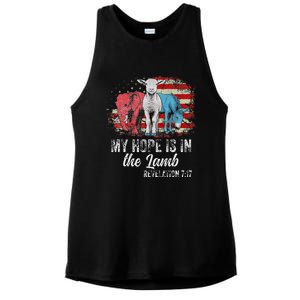 My Hope Is In The Lamb Funny Scripture Elephant Donkey Us Ladies PosiCharge Tri-Blend Wicking Tank