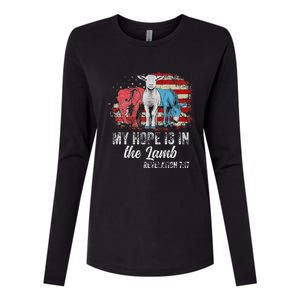 My Hope Is In The Lamb Funny Scripture Elephant Donkey Us Womens Cotton Relaxed Long Sleeve T-Shirt