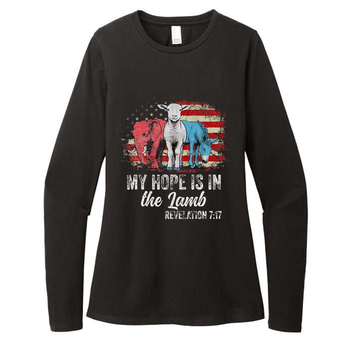 My Hope Is In The Lamb Funny Scripture Elephant Donkey Us Womens CVC Long Sleeve Shirt