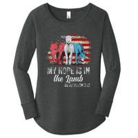 My Hope Is In The Lamb Funny Scripture Elephant Donkey Us Women's Perfect Tri Tunic Long Sleeve Shirt