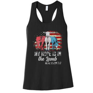 My Hope Is In The Lamb Funny Scripture Elephant Donkey Us Women's Racerback Tank