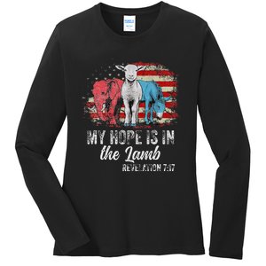 My Hope Is In The Lamb Funny Scripture Elephant Donkey Us Ladies Long Sleeve Shirt