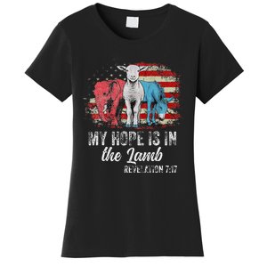 My Hope Is In The Lamb Funny Scripture Elephant Donkey Us Women's T-Shirt