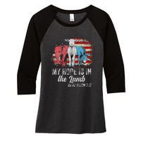 My Hope Is In The Lamb Funny Scripture Elephant Donkey Us Women's Tri-Blend 3/4-Sleeve Raglan Shirt