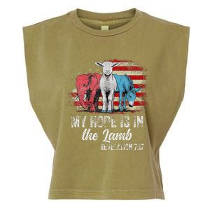 My Hope Is In The Lamb Funny Scripture Elephant Donkey Us Garment-Dyed Women's Muscle Tee