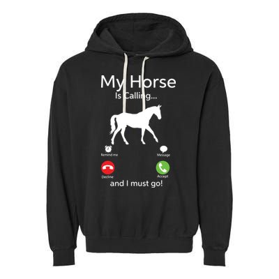 My Horse Is Calling And I Must Go Shirts Apparel Ruffle Garment-Dyed Fleece Hoodie