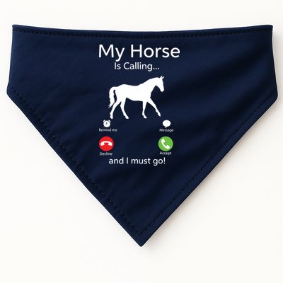 My Horse Is Calling And I Must Go Shirts Apparel Ruffle USA-Made Doggie Bandana