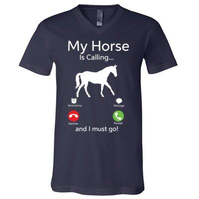 My Horse Is Calling And I Must Go Shirts Apparel Ruffle V-Neck T-Shirt