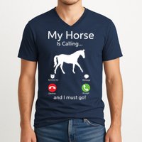 My Horse Is Calling And I Must Go Shirts Apparel Ruffle V-Neck T-Shirt