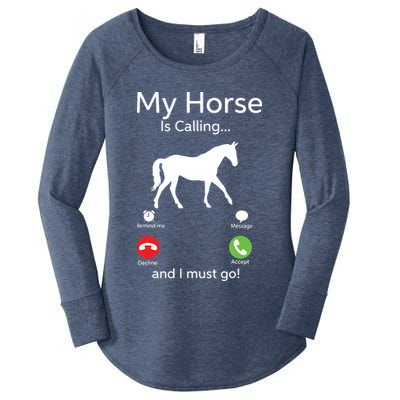 My Horse Is Calling And I Must Go Shirts Apparel Ruffle Women's Perfect Tri Tunic Long Sleeve Shirt