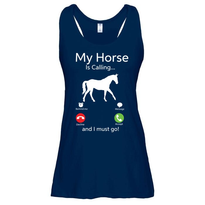 My Horse Is Calling And I Must Go Shirts Apparel Ruffle Ladies Essential Flowy Tank