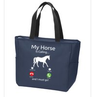 My Horse Is Calling And I Must Go Shirts Apparel Ruffle Zip Tote Bag