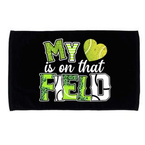 My Heart Is On That Field Tennis Leopard Tennis Mom Gift Microfiber Hand Towel