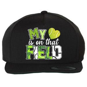 My Heart Is On That Field Tennis Leopard Tennis Mom Gift Wool Snapback Cap