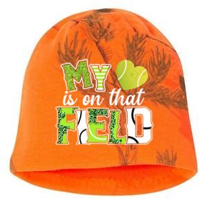 My Heart Is On That Field Tennis Leopard Tennis Mom Gift Kati - Camo Knit Beanie