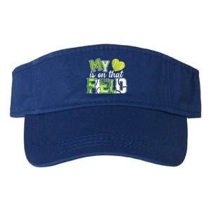 My Heart Is On That Field Tennis Leopard Tennis Mom Gift Valucap Bio-Washed Visor