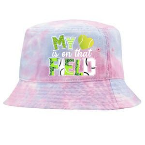 My Heart Is On That Field Tennis Leopard Tennis Mom Gift Tie-Dyed Bucket Hat