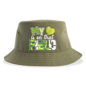 My Heart Is On That Field Tennis Leopard Tennis Mom Gift Sustainable Bucket Hat