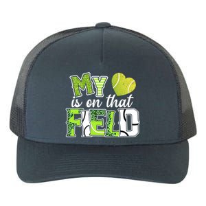 My Heart Is On That Field Tennis Leopard Tennis Mom Gift Yupoong Adult 5-Panel Trucker Hat