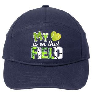 My Heart Is On That Field Tennis Leopard Tennis Mom Gift 7-Panel Snapback Hat