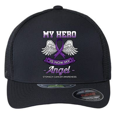 My Hero Is Now My Angel Stomach Cancer Periwinkle Blue Cloud Cool Gift Flexfit Unipanel Trucker Cap